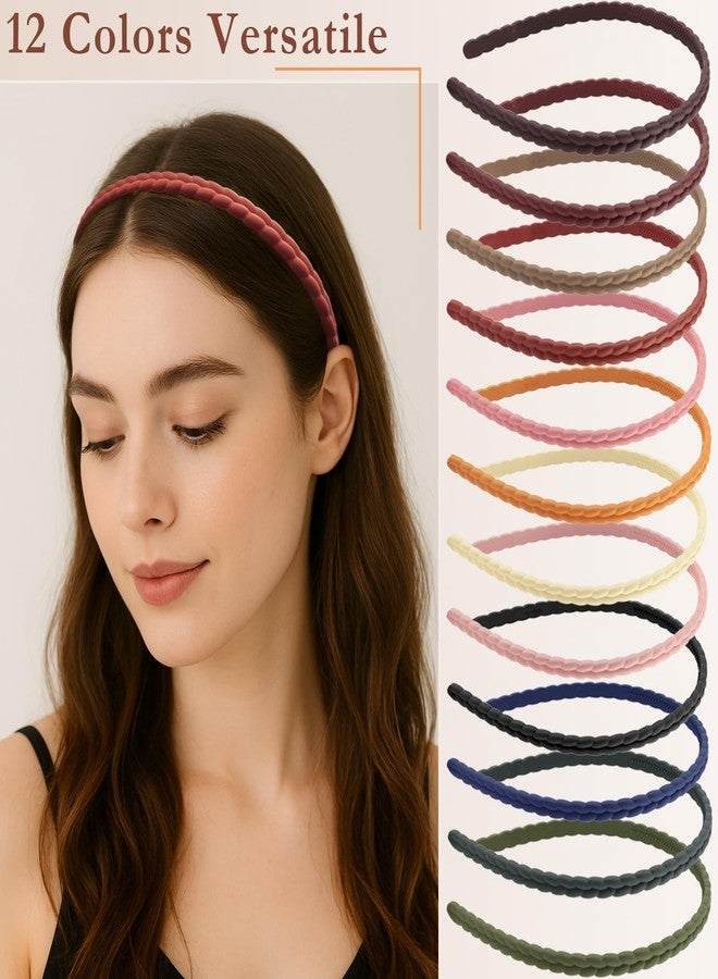 Ceemiaa 12 Pcs Thin Plastic Headbands with Teeth - Non-Slip Hair Bands for Women, Girls, and Teens in Assorted Colors - Image 4